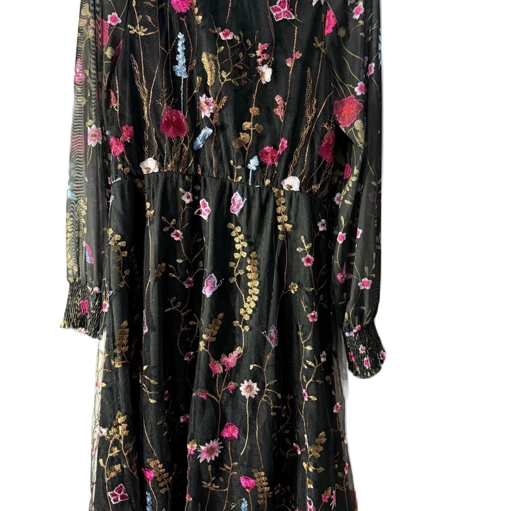 Floral Embroidered Black Dress